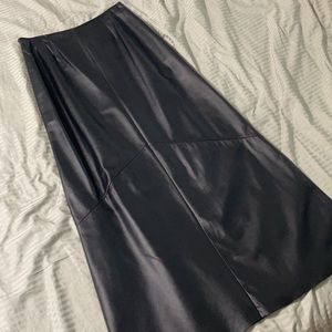 100% Genuine Leather long A line skirt